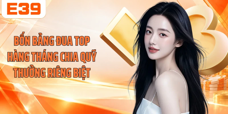 Bốn bảng đua top hàng tháng chia quỹ thưởng riêng biệt